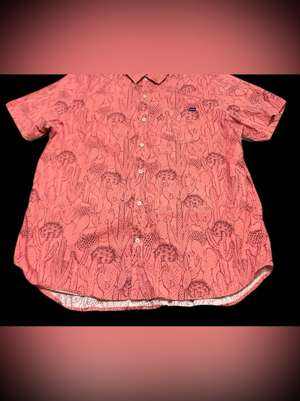 chubbies Coral Cactus-Print Button Down Shirt XXL